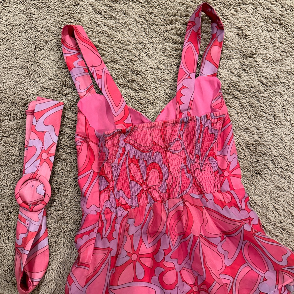 Show me your Mumu Pink Red Hearts heart print pink red purple dress - Picture 5 of 5